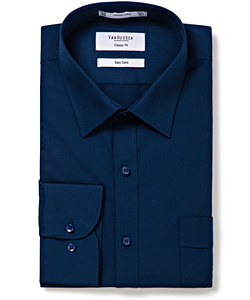 Men's Classic Relaxed Fit Shirt Polyester Cotton Solid Dyed Poplin Easy Care