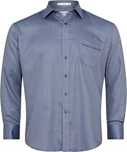 Men's Classic Relaxed Fit Polyester Cotton Dobby Herringbone Easy Care