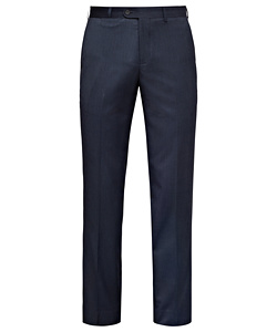 Blue Wool Blend Flat Front Suit Pants