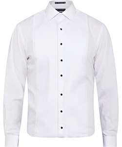 Men's European Tailored Fit Formal Peak Collared Shirt Cotton Polyester Pleated Front French Cuff