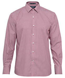 Men's European Tailored Fit Shirt Cotton Polyester Yarn Dyed Stripe Easy Care 