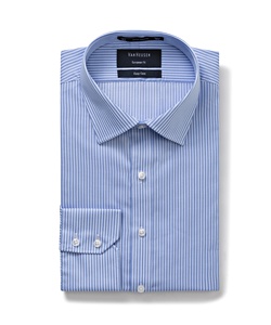 Men's European Fit Shirt Cotton Polyester Yarn Dyed Stripe Easy Care