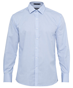 Men's European Tailored Fit Shirt Cotton Polyester Yarn Dyed Stripe Easy Care 