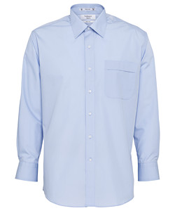 Men's Classic Relaxed Fit Shirt Polyester Cotton Solid Dyed Poplin Easy Care