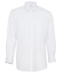 Men's Classic Relaxed Fit Shirt Polyester Cotton Solid Dyed Poplin Easy Care