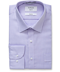 Men's Classic Relaxed Fit Shirt Cotton Polyester Dobby Herringbone Easy Care