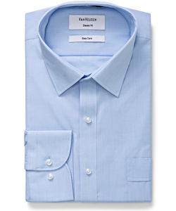 Men's Classic Relaxed Fit Shirt Polyester Cotton Yarn Dyed End on End Easy Care