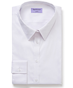 Women's Classic Fit Shirt Cotton Stretch Solid Dyed Poplin