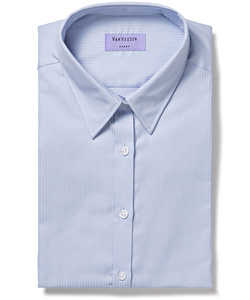 Women's Classic Fit Shirt Cotton Polyester Mini Herringbone Easy Care Short Sleeve