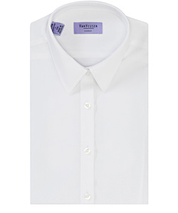 Women's Classic Fit Shirt Cotton Polyester Solid Dyed Poplin Easy Care Short Sleeve 