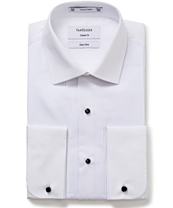 Men's European Tailored Fit Shirt Formal/Dinner Cotton Polyester Pleated Front French Cuff