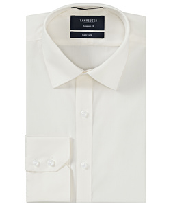 Men's European Tailored Fit Shirt Cotton Polyester Solid Dyed Poplin Easy Care