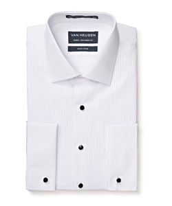 Men's European Tailored Fit Formal Peak Collared Shirt Cotton Polyester Pleated Front French Cuff