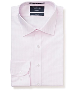 Men's European Tailored Fit Shirt Cotton Polyester Yarn Dyed Check Easy Care 