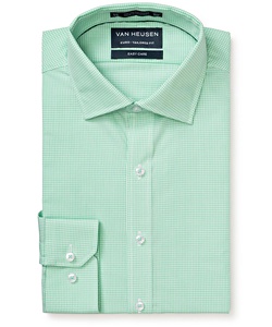 Men's European Tailored Fit Shirt Cotton Polyester Yarn Dyed Check Easy Care