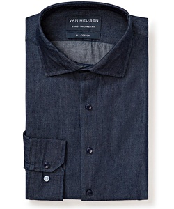 Men�s European Tailored Fit Shirt 100% Premium Denim Cotton 