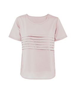 Women's Relaxed Fit Jersey Top Polyester Elastane Pleated Short Sleeve 