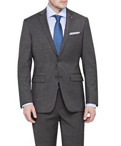 Charcoal Wool 2 Button Single Breasted Suit Jacket