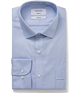 Men's Classic Relaxed Fit Shirt Cotton Polyester Mini Herringbone Easy Care